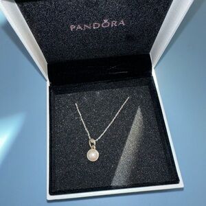 Pandora Silver Necklace with White Pearl
